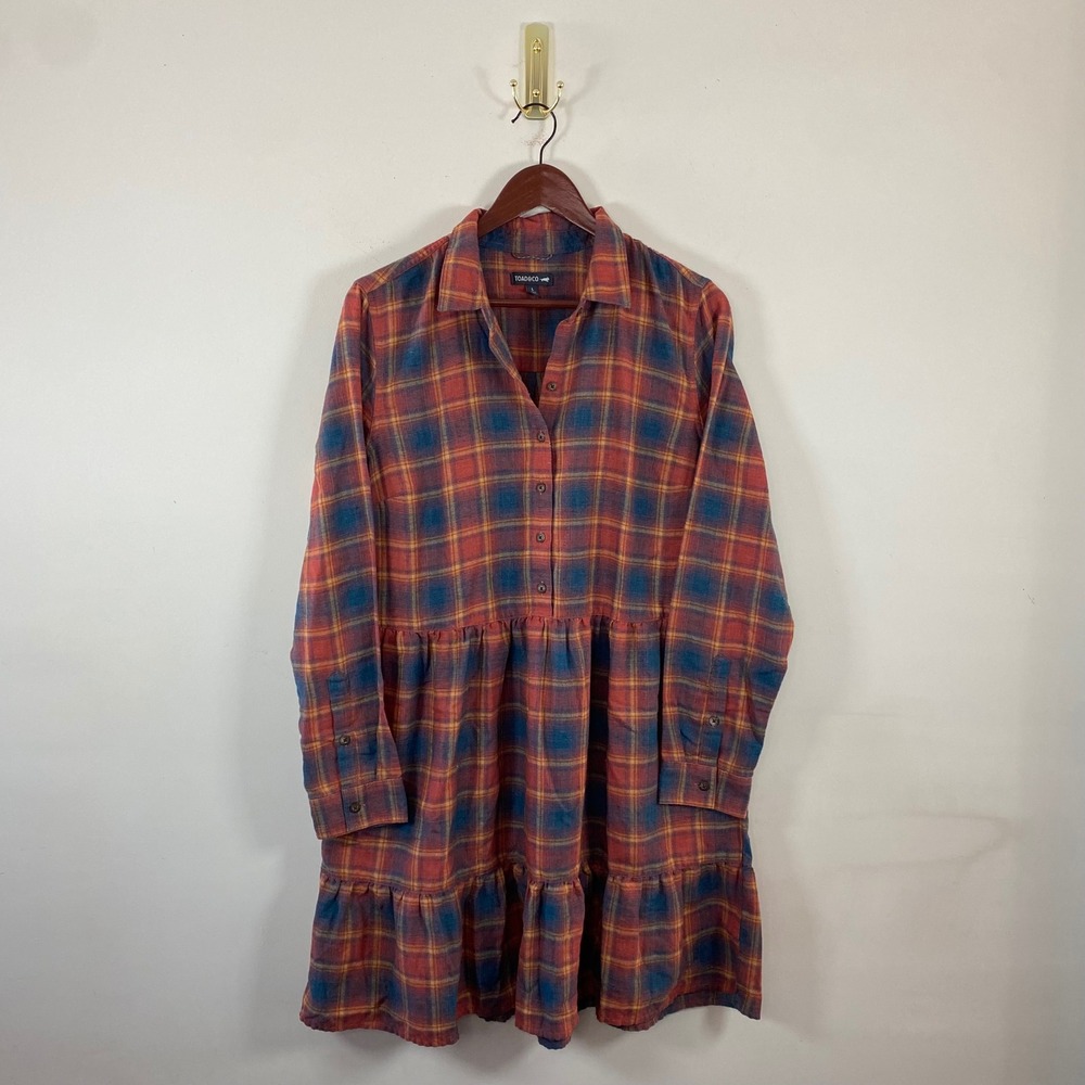Toad&Co Plaid Mini Dress in Red and Blue